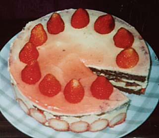 苺のチョコレ－トケ－キの写真