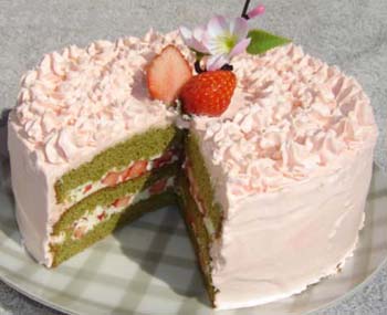 桃色の雛祭りケーキの写真