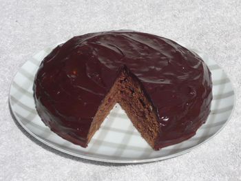 胡桃のチョコレートケーキの写真